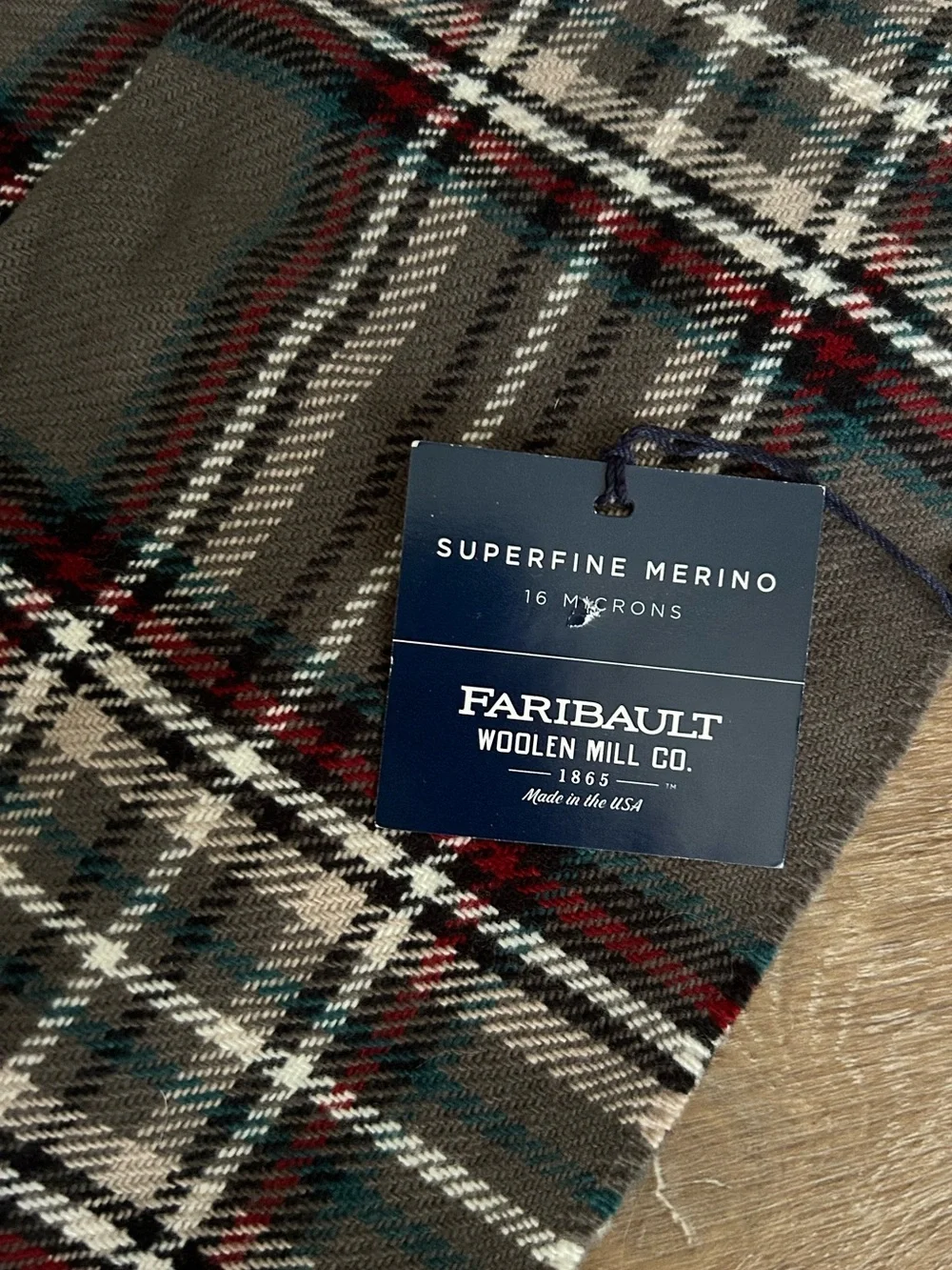 Faribault Stewart Plaid Pewter Scarf - Fine Merino Wool